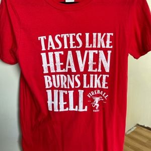 Red casual Fireball T-shirt